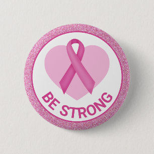 Badge Rond 5 Cm Sensibilisation au cancer du sein Ruban rose et co