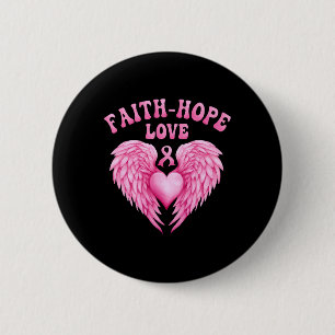 Badge Rond 5 Cm Sensibilisation au cancer Faith-hope Ribbon Combat