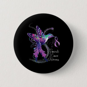 Badge Rond 5 Cm Sensibilisation au cancer pancréatique Colibri pou