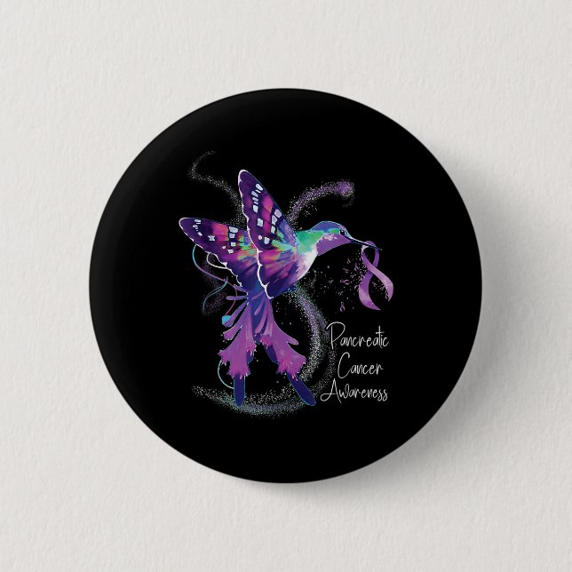 Badge Rond 5 Cm Sensibilisation au cancer pancréatique Colibri pou (Devant)
