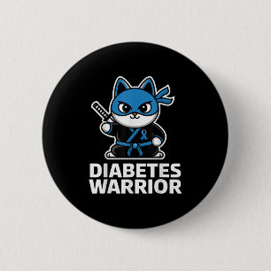 Badge Rond 5 Cm Sensibilisation au diabète Bleu Ruban Ninja Chat D