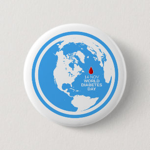 Badge Rond 5 Cm Sensibilisation au diabète Journée mondiale du dia