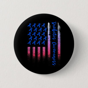 Badge Rond 5 Cm Sensibilisation au diabète Ruban bleu États-Unis D