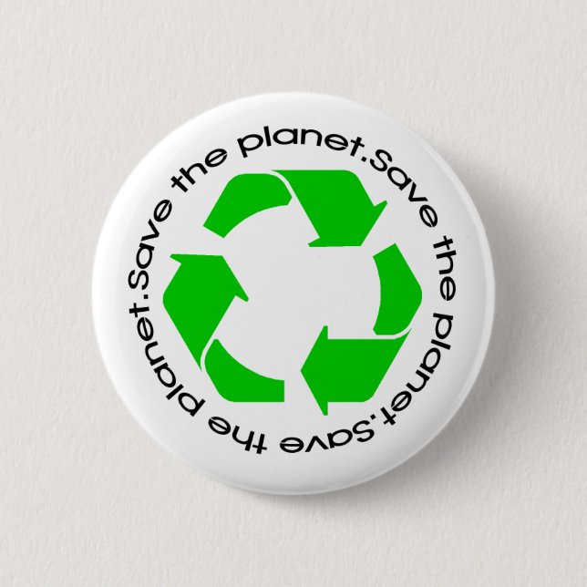 Badge Rond 5 Cm Sensibilisation au recyclage | Enregistrer le bout (Devant)