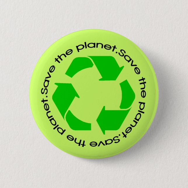 Badge Rond 5 Cm Sensibilisation au recyclage | Enregistrer le bout (Devant)