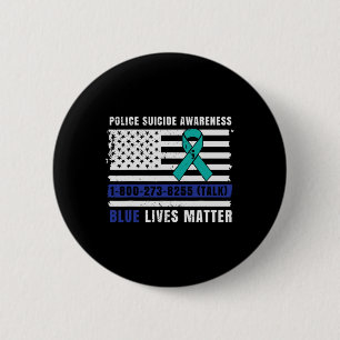 Badge Rond 5 Cm Sensibilisation au suicide de la police Bleu Vies 