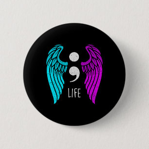 Badge Rond 5 Cm Sensibilisation au suicide - demi-côlon Ange de vi