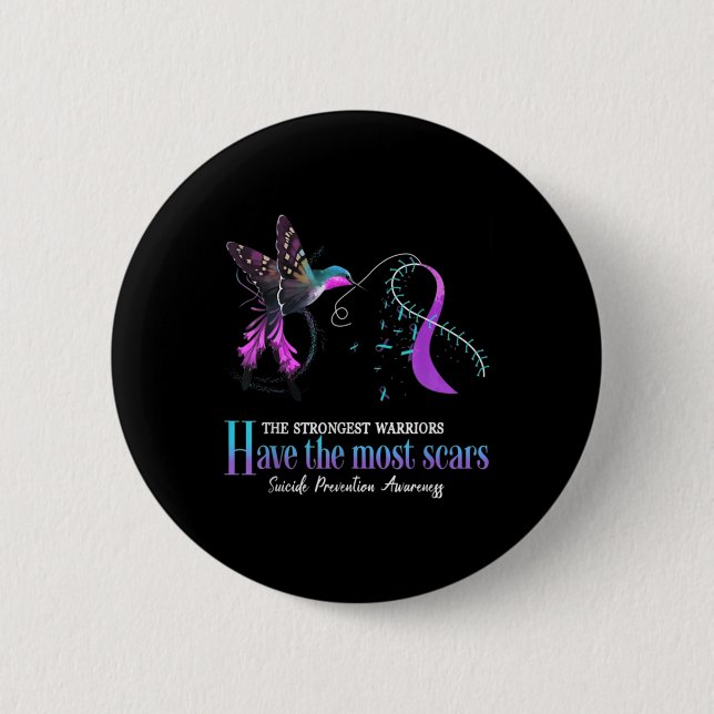 Badge Rond 5 Cm Sensibilisation Au Suicide Les Guerriers Les Plus  (Devant)