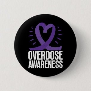 Badge Rond 5 Cm Sensibilisation au surdosage en ruban violet pour