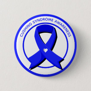 Badge Rond 5 Cm Sensibilisation au syndrome de broyage Ruban bleu