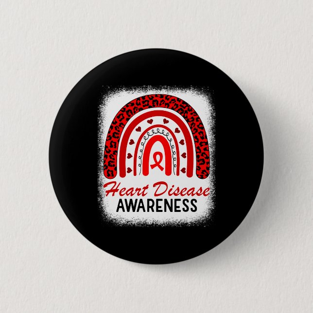 Badge Rond 5 Cm Sensibilisation Aux Maladies Cardiaques En Février (Devant)