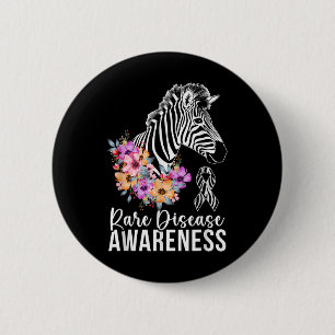 Badge Rond 5 Cm Sensibilisation aux maladies rares Zèbre Maladie r