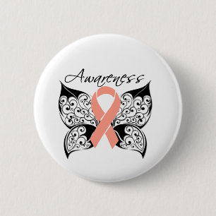 Badge Rond 5 Cm Sensibilisation aux papillons de tatouage - Cancer