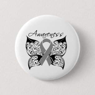 Badge Rond 5 Cm Sensibilisation aux papillons de tatouage - Cancer