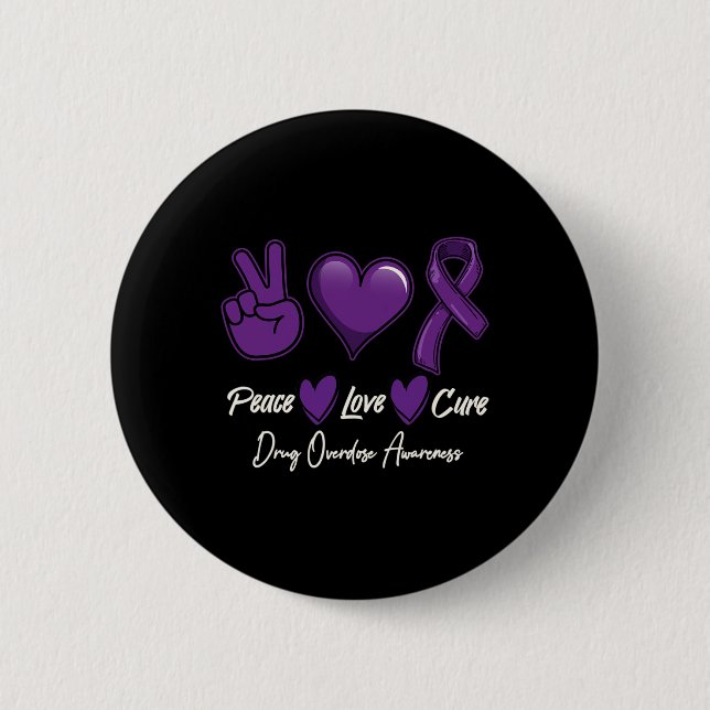 Badge Rond 5 Cm Sensibilisation aux surdoses de drogue violette Pe (Devant)