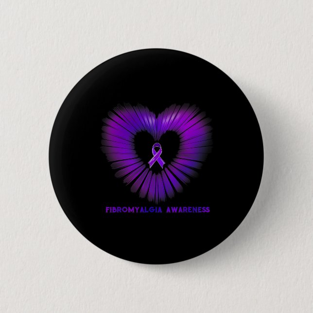 Badge Rond 5 Cm Sensibilisation Coeur pourpre Ruban Guerriers (Devant)