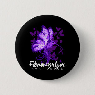 Badge Rond 5 Cm Sensibilisation Colibri tenant du ruban pourpre