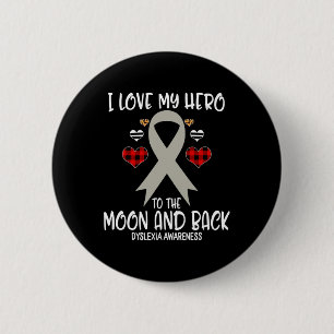 Badge Rond 5 Cm Sensibilisation J'aime Héros Jusqu'à la Lune et Re