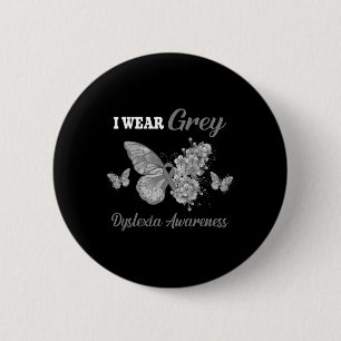 Badge Rond 5 Cm Sensibilisation Je Porte Le Papillon Gris