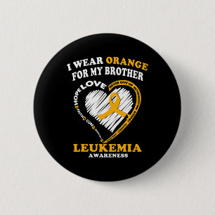 Badge Rond 5 Cm Sensibilisation - Je Porte Orange Pour Mon Frère