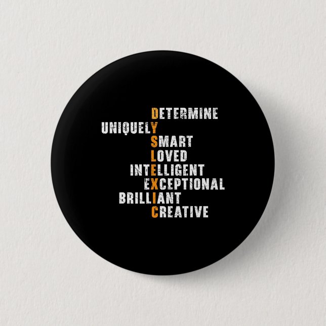 Badge Rond 5 Cm Sensibilisation Lecture Trouble Apprentissage Hand (Devant)