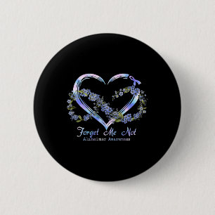 Badge Rond 5 Cm Sensibilisation Oubliez-moi pas l'infini Coeur