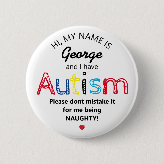 Badge Rond 5 Cm Sensibilisation personnalisée à l'autisme | Drôle  (Devant)