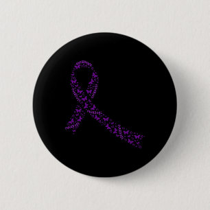 Badge Rond 5 Cm Sensibilisation Ruban Purple Toxicomanie Récupérat