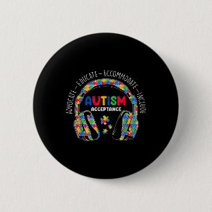 Badge Rond 5 Cm Sensibilisation sur l'autisme Acceptation Casques 