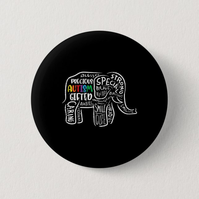 Badge Rond 5 Cm Sensibilisation sur l'autisme Acceptation des élép (Devant)