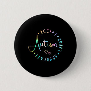 Badge Rond 5 Cm Sensibilisation sur l'autisme Accepter Adapt Advoc