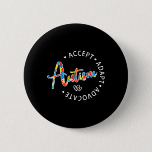Badge Rond 5 Cm Sensibilisation sur l'autisme Accepter Adapt Advoc