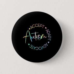 Badge Rond 5 Cm Sensibilisation sur l'autisme Accepter Adapt Advoc
