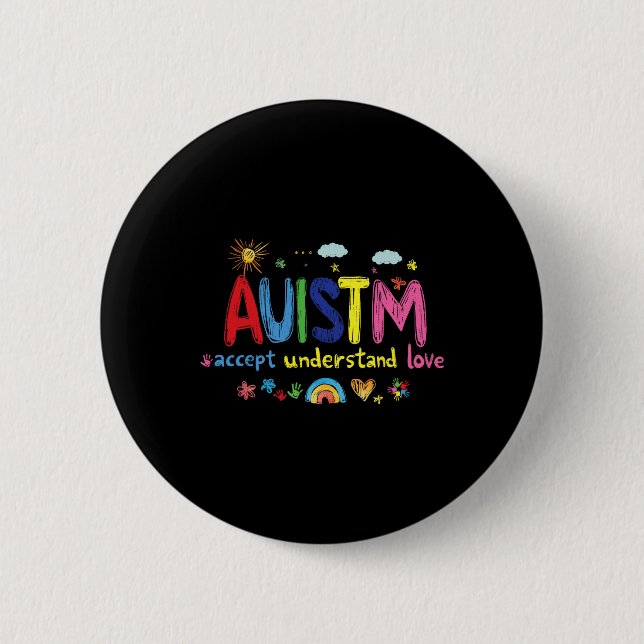 Badge Rond 5 Cm Sensibilisation sur l'autisme - Accepter Comprendr (Devant)