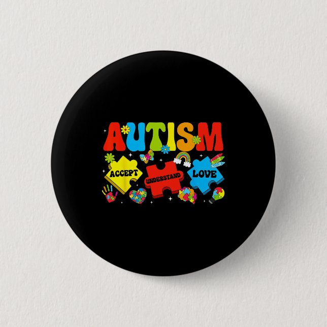 Badge Rond 5 Cm Sensibilisation sur l'autisme Accepter Comprendre  (Devant)