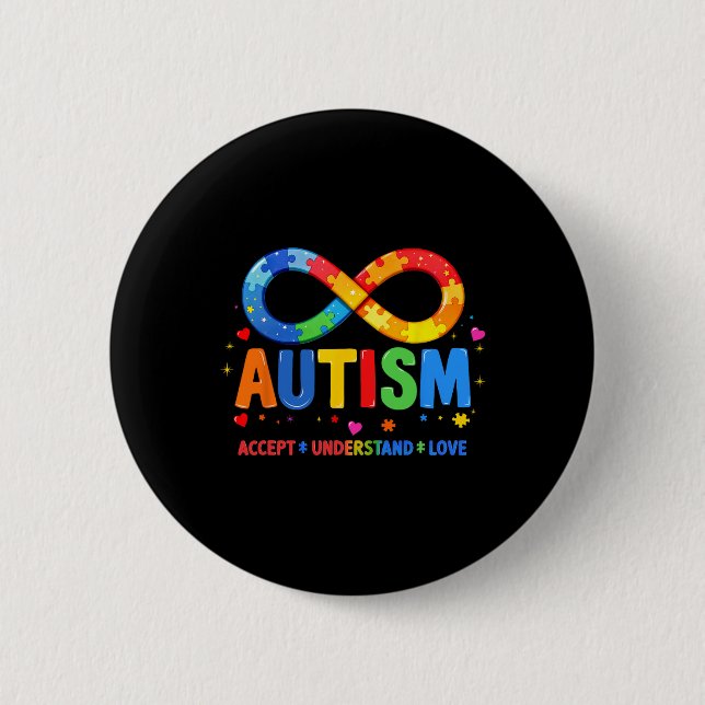 Badge Rond 5 Cm Sensibilisation sur l'autisme Accepter Comprendre  (Devant)