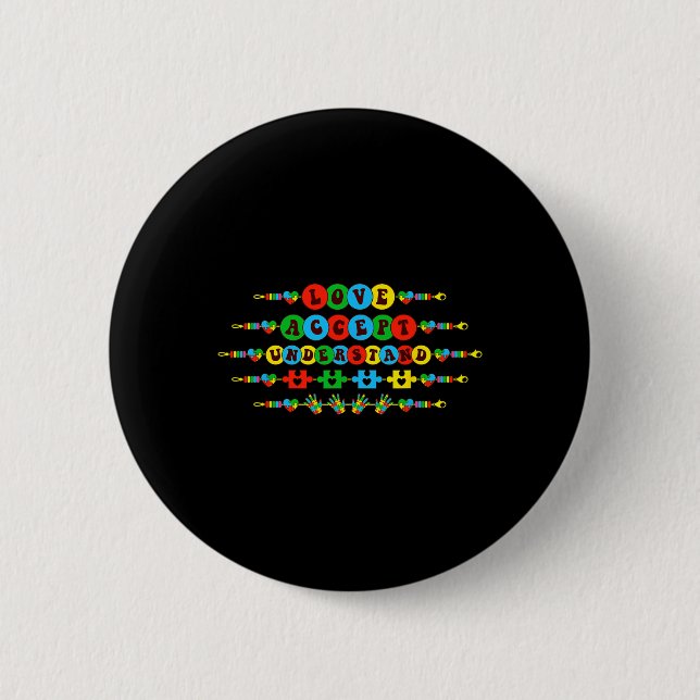 Badge Rond 5 Cm Sensibilisation sur l'autisme Accepter l'amour Com (Devant)