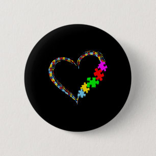 Badge Rond 5 Cm Sensibilisation sur l'autisme Amour Coeur Puzzle P