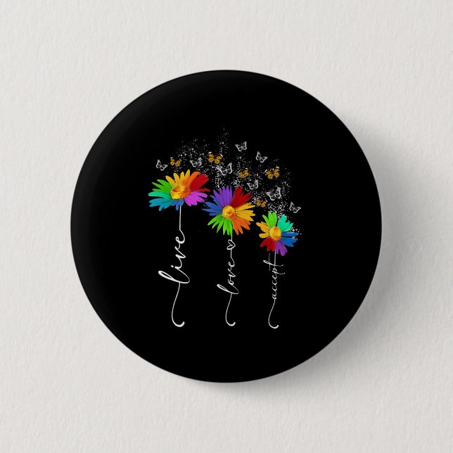 Badge Rond 5 Cm Sensibilisation sur l'autisme Chemise Live Amour A (Devant)