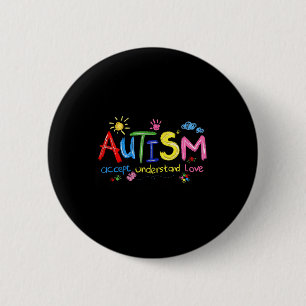 Badge Rond 5 Cm Sensibilisation sur l'autisme de brosse Accepter C
