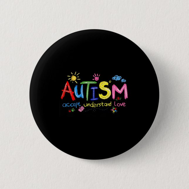 Badge Rond 5 Cm Sensibilisation sur l'autisme de brosse Accepter C (Devant)
