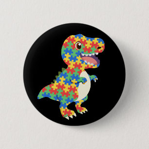 Badge Rond 5 Cm Sensibilisation sur l'autisme Dinosaures