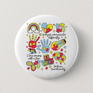 Badge Rond 5 Cm Sensibilisation sur l'autisme Embrasser la diversi
