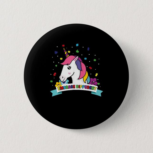 Badge Rond 5 Cm Sensibilisation sur l'autisme - Embrassez différen (Devant)