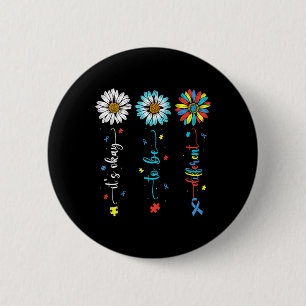 Badge Rond 5 Cm Sensibilisation sur l'autisme Fleur Faisy Il Est O