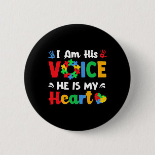 Badge Rond 5 Cm Sensibilisation sur l'autisme Je suis sa voix Il e