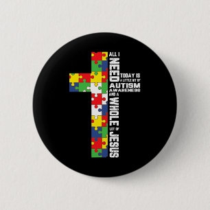 Badge Rond 5 Cm Sensibilisation sur l'autisme Jésus Croix Puzzle C