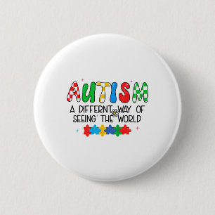 Badge Rond 5 Cm Sensibilisation sur l'autisme Mois Soutien Voir Le