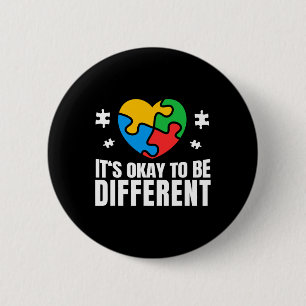 Badge Rond 5 Cm Sensibilisation sur l'autisme Ok Pour Être Différe