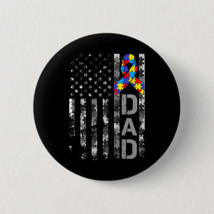 Badge Rond 5 Cm Sensibilisation sur l'autisme Papa Usa Drapeau Fêt